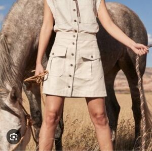 Banana Republic Linen Blend Beige Button-Front A-Line Skirt New With Tag Sz 18